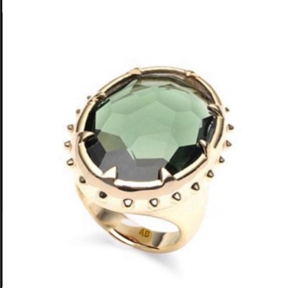 ALEXIS BITTAR• New. Georgian Gold & Oversized Green Tourmaline Color Ring
